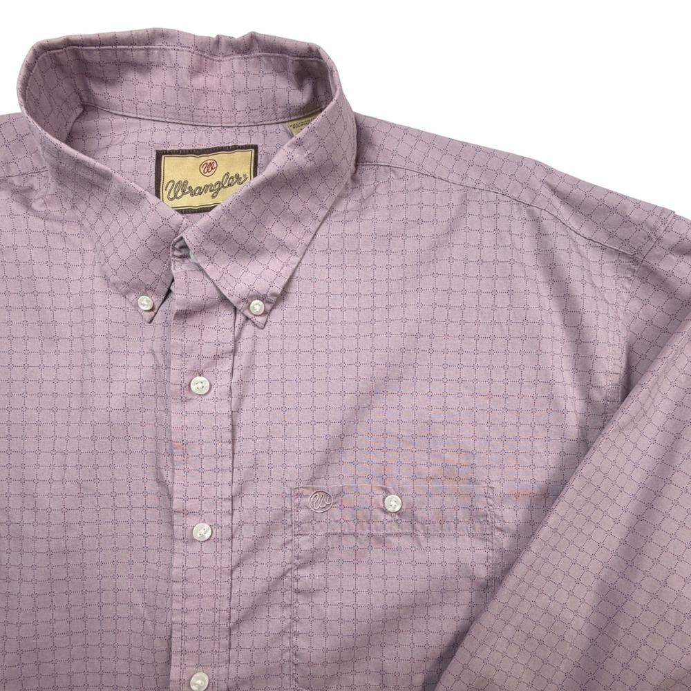 Wrangler Mens XXL Purple Geometric Print‎ Long Sleeve Button Down Western Shirt
